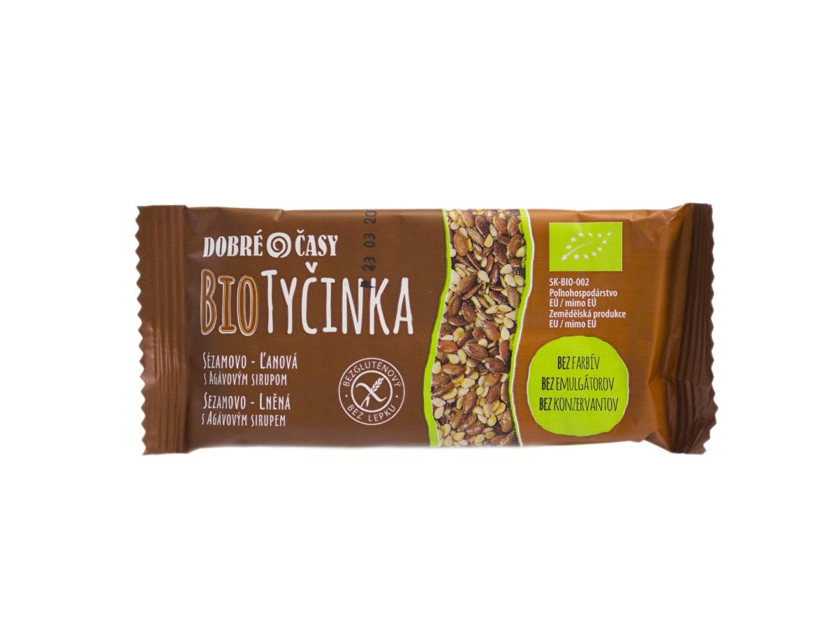 BIOMILA Dobré časy Bio tyčinka sézam-ľan 40 g