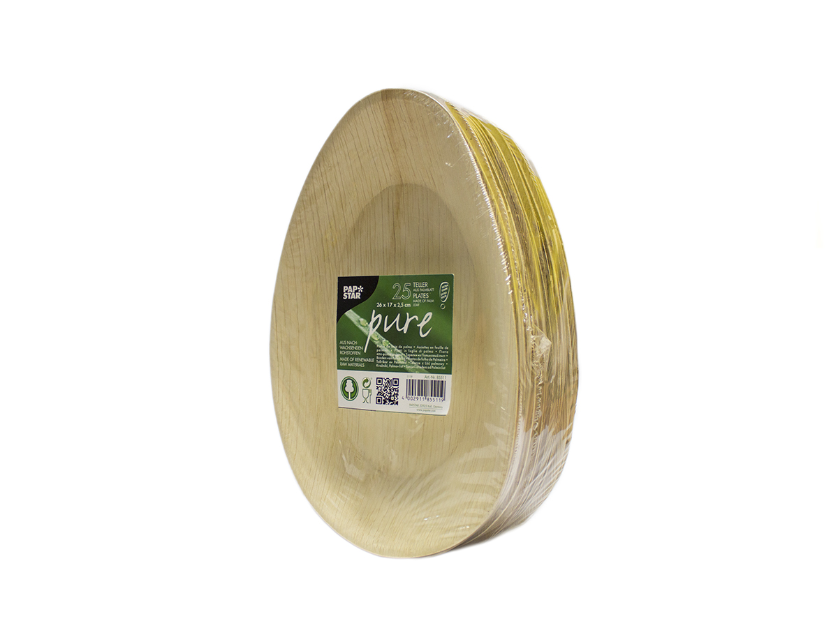 PAPSTAR pure Tanier oválny z palmových listov 26 x 17 x 2,5 cm 25 ks
