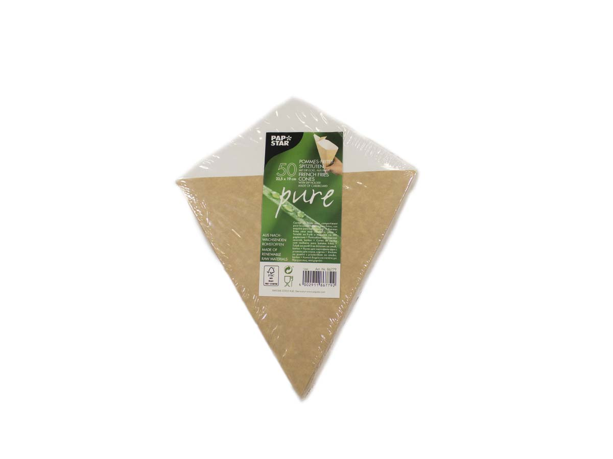 PAPSTAR pure Kornút na hranolky a dip 23,5 x 19 cm 50 ks