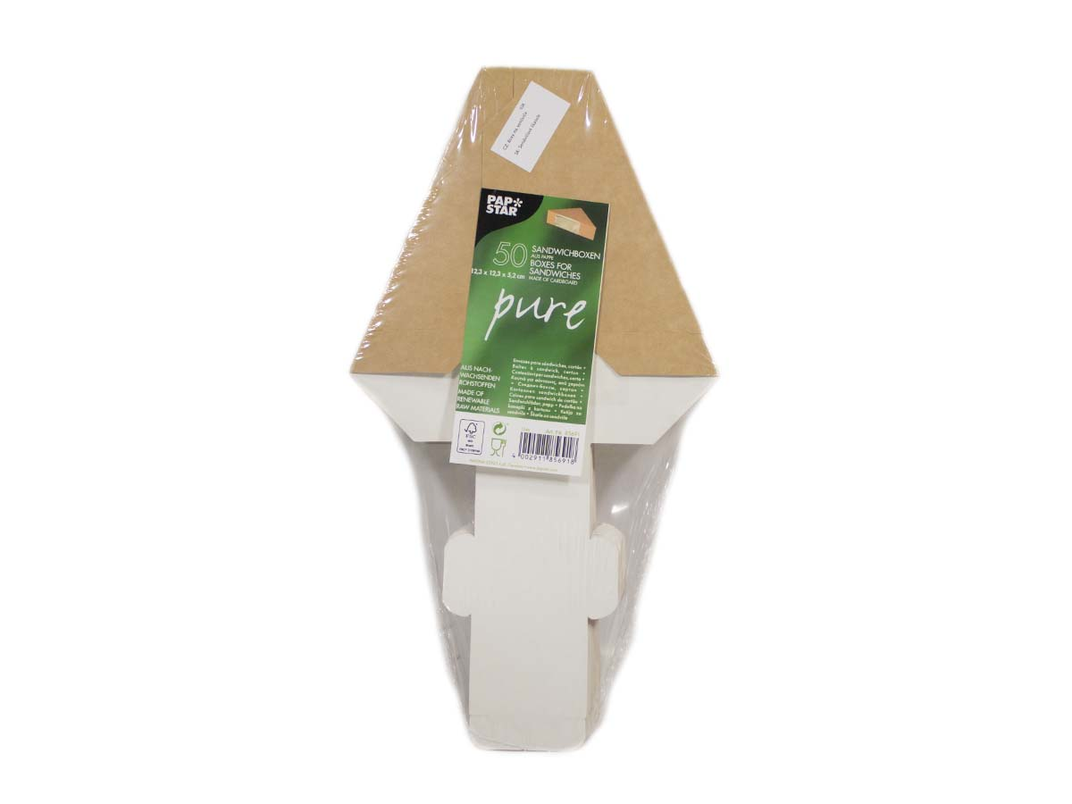 PAPSTAR pure Box na sendvič 12,3 x 12,3 x 5,2 cm 50 ks