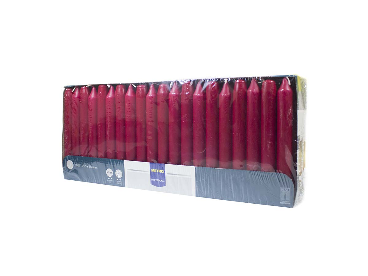 METRO PROFESSIONAL Sviečka bordová 2 x 18 cm 100 ks