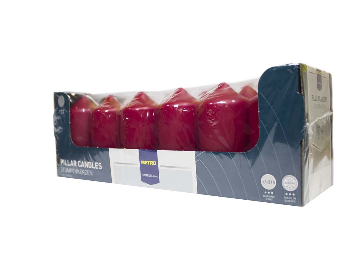 METRO PROFESSIONAL Sviečka bordová 5 x 10 cm 12 ks