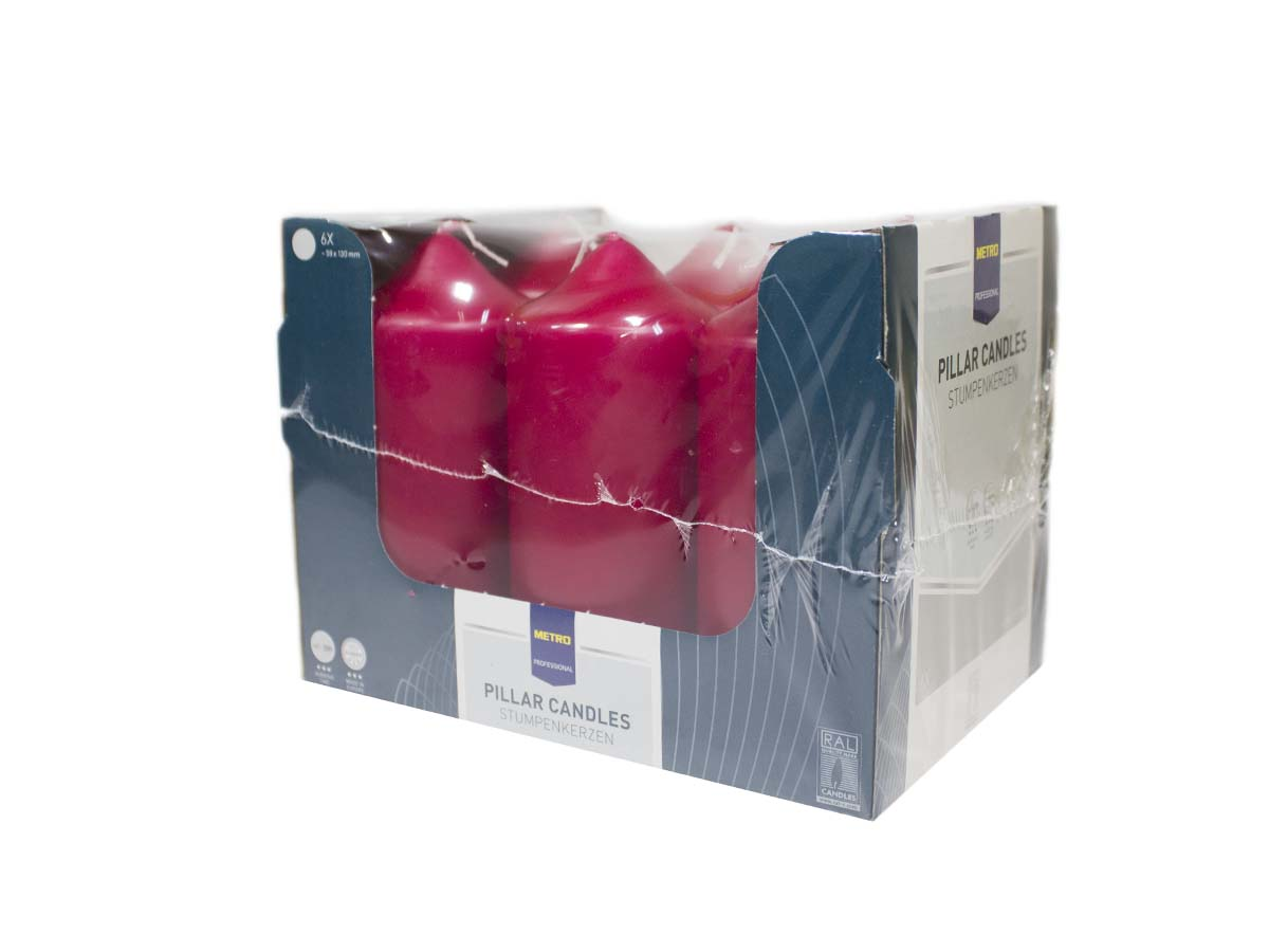 METRO PROFESSIONAL Sviečka bordová 6 x 13 cm 6 ks