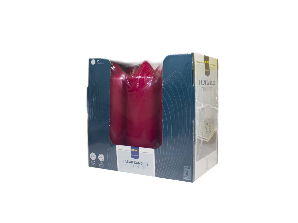 METRO PROFESSIONAL Sviečka bordová 7 x 20 cm 6 ks