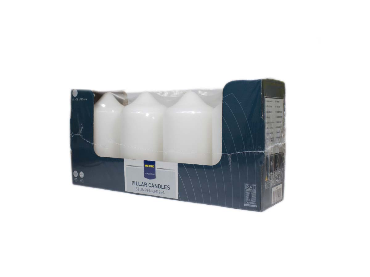 METRO PROFESSIONAL Sviečka biela 8 x 15 cm 4 ks