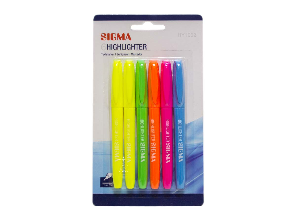 SIGMA Zvýrazňovač tenký mix farieb 6 ks