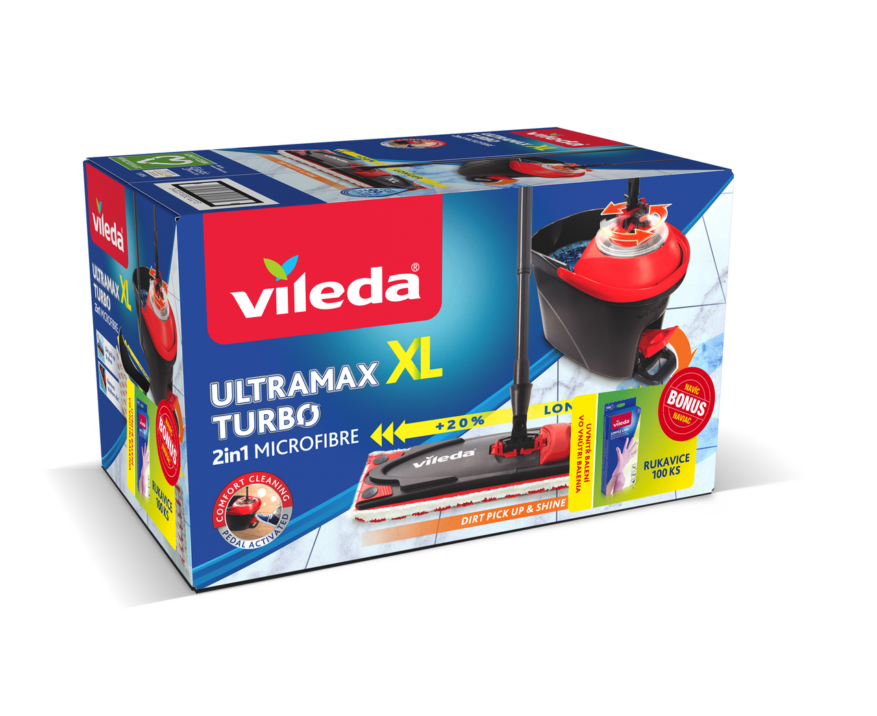 vileda Ultramat XL Turbo 1 ks + vileda Rukavice Simple 100 ks