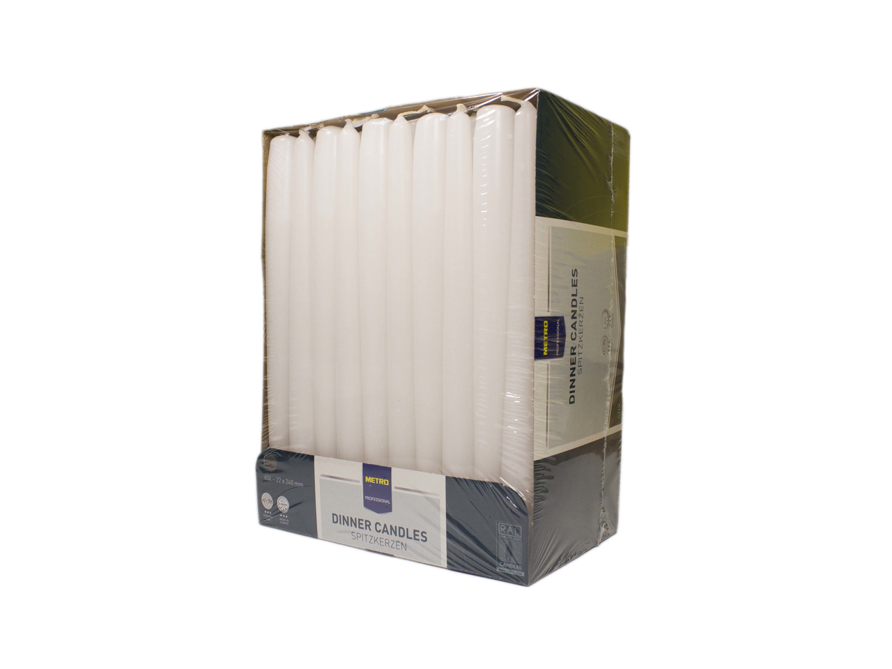 METRO PROFESSIONAL Sviečka 2,2 x 24 cm biela 60 ks