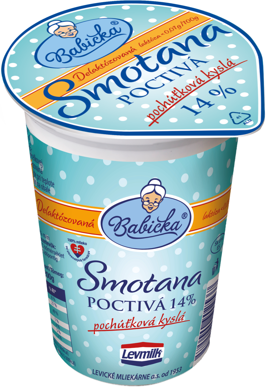 Levmilk Babička Delaktózovaná smotana kyslá 14 % chlad. 200 g