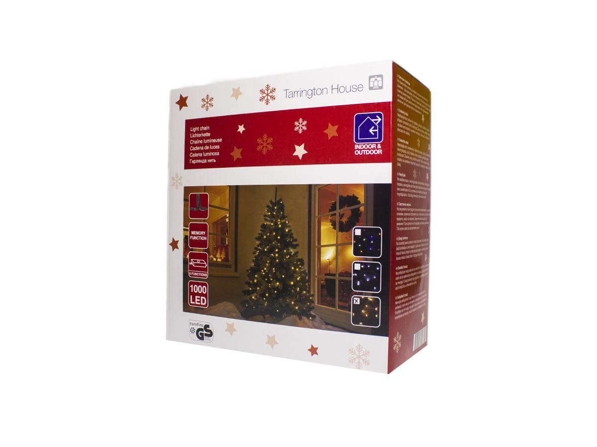 Tarrington House Reťaz svetelná 1000 LED zelený kábel teplá biela 1 ks 