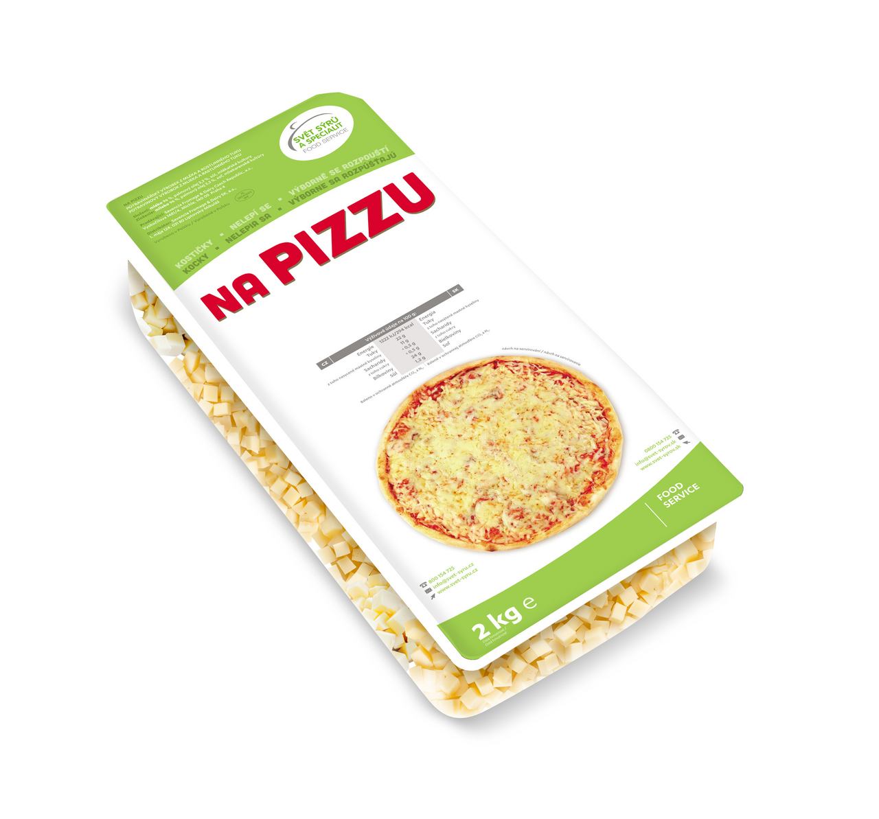 Svět sýru Kocky na pizzu chlad. 2 kg