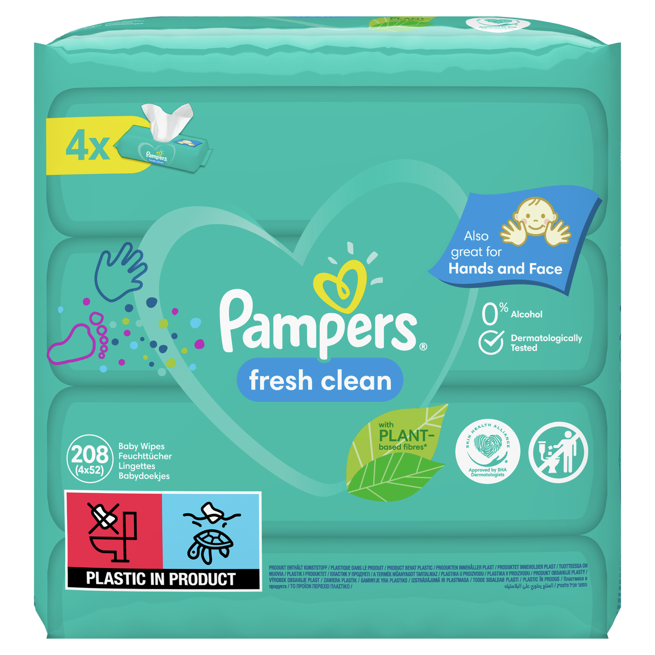Pampers Fresh Clean vlhčené obrúsky 4 x 52 ks
