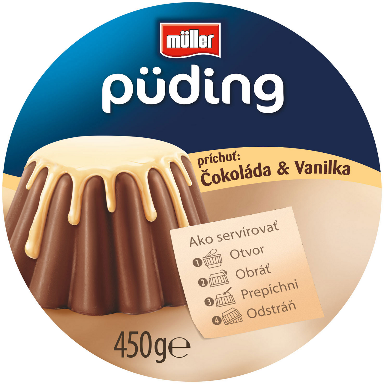 müller Puding čokoláda-vanilka chlad. 450 g