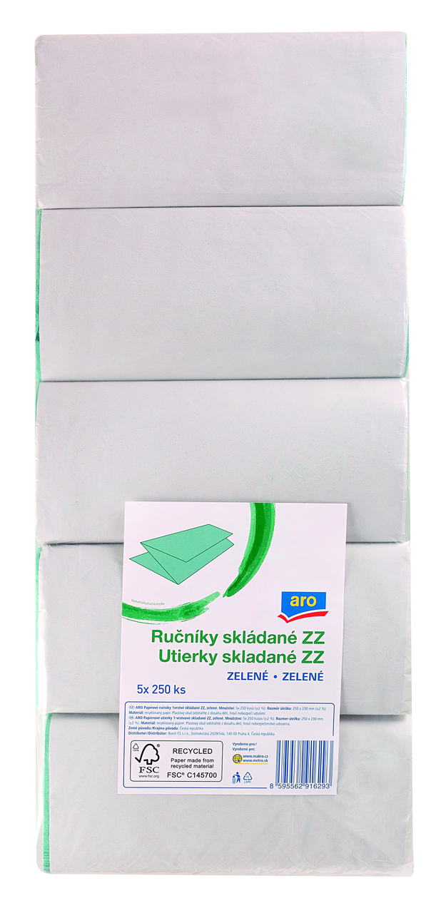 aro Utierky 1-vrstvové ZZ zelené 5x250 ks