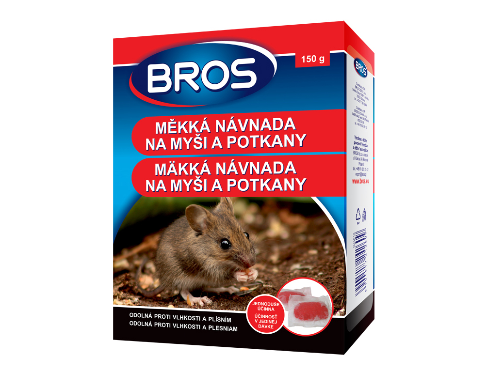 BROS Mäkká návnada Rodenticid 150 g 1 ks