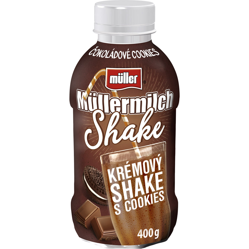 müller Müllermilch Shake Mliečny nápoj mix (jahoda, čokoláda) chlad. 400 g