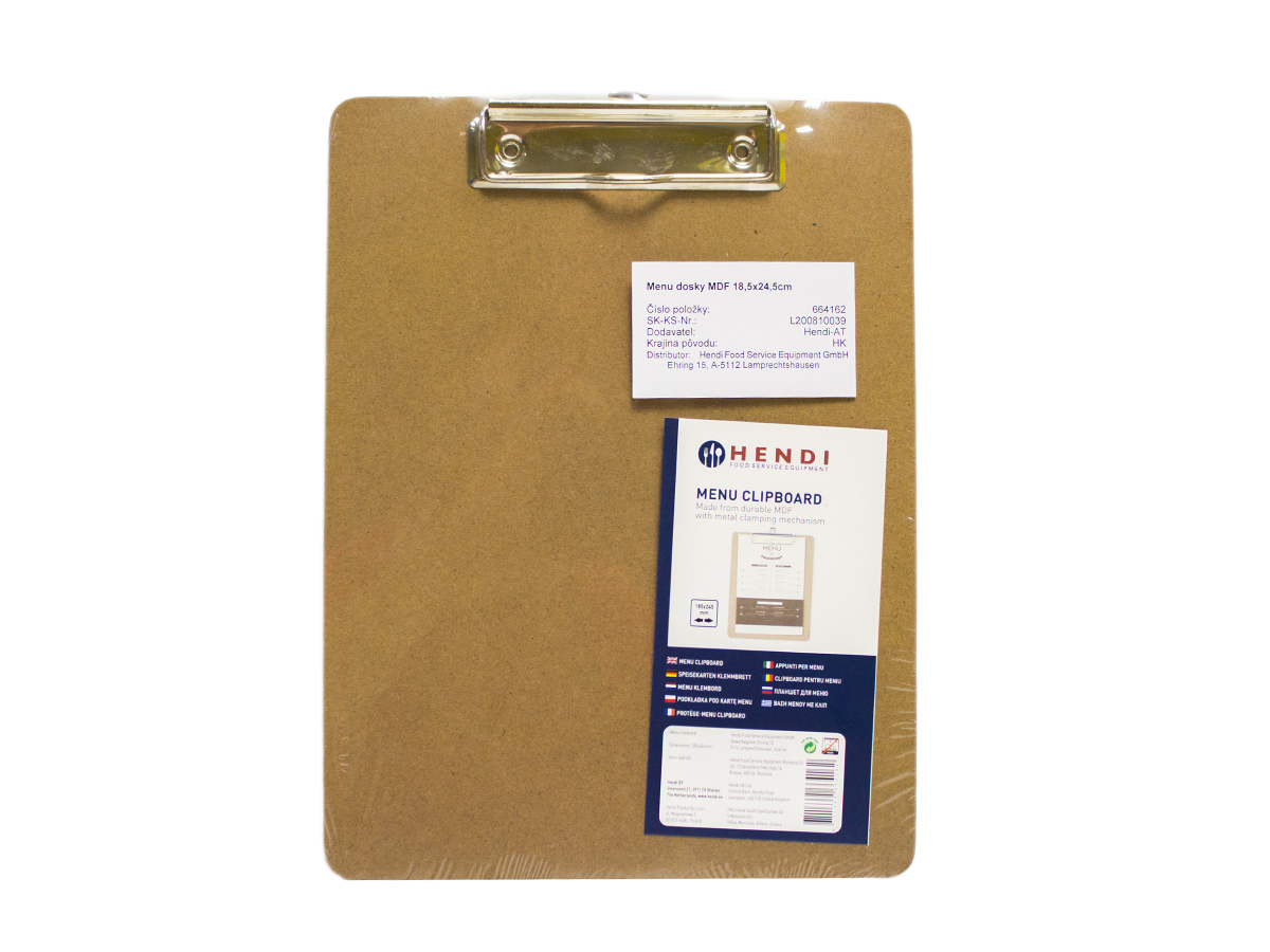 HENDI Doska na menu s klipom MDF 18,5 x 24,5 cm 1 ks