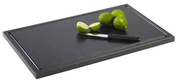 APS Doska na krájanie barová s drážkou PE 50 x 30 cm čierna 1 ks