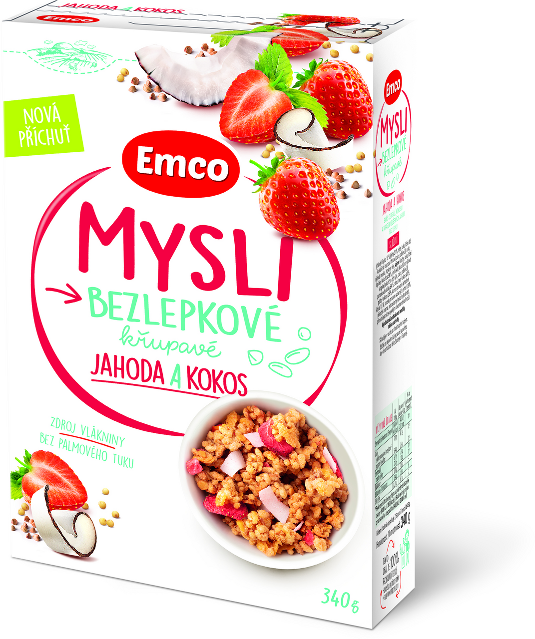 EMCO Mysli bezlepkové jahoda a kokos 340 g