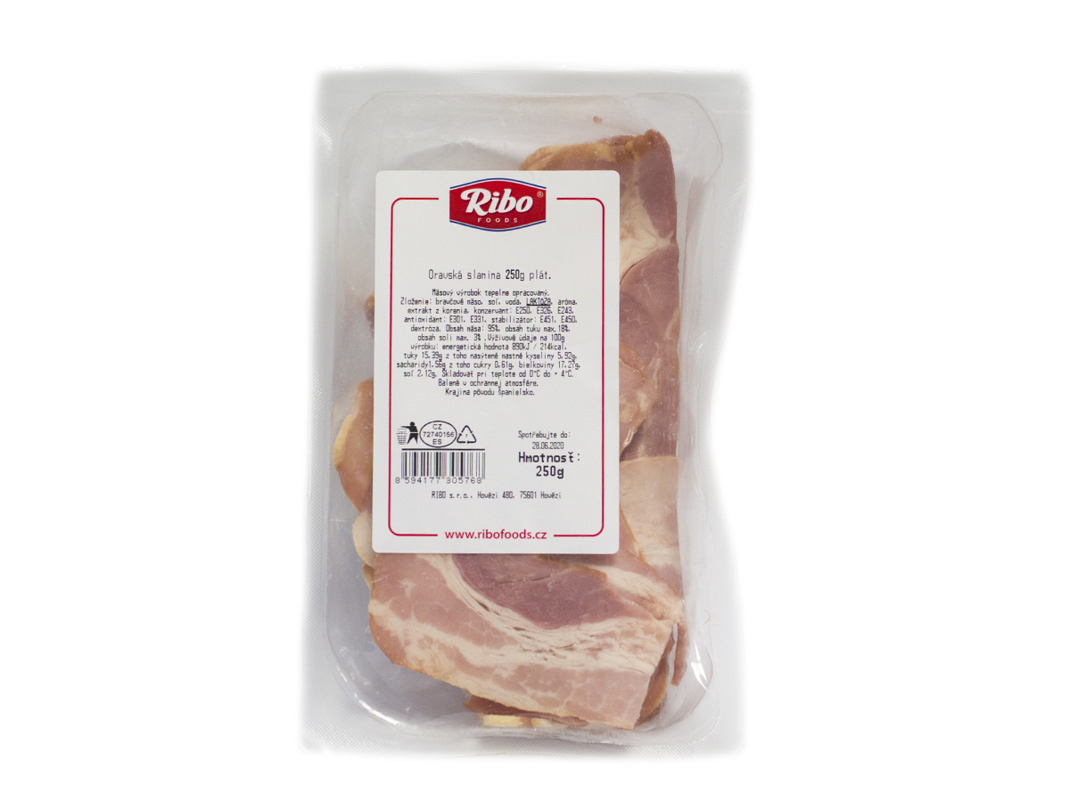 RIBO Oravská slanina neštandardné plátky chlad. 250 g