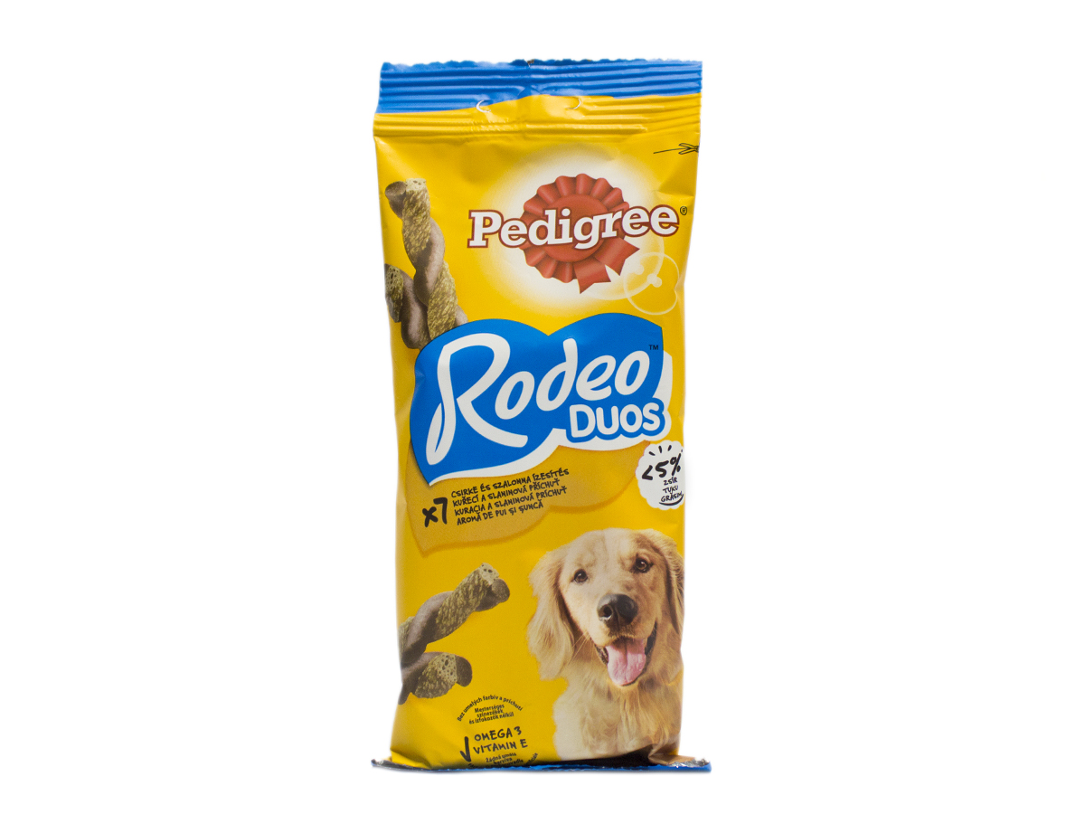 Pedigree Rodeo Duo s kuracím mäsom a slaninou 123 g
