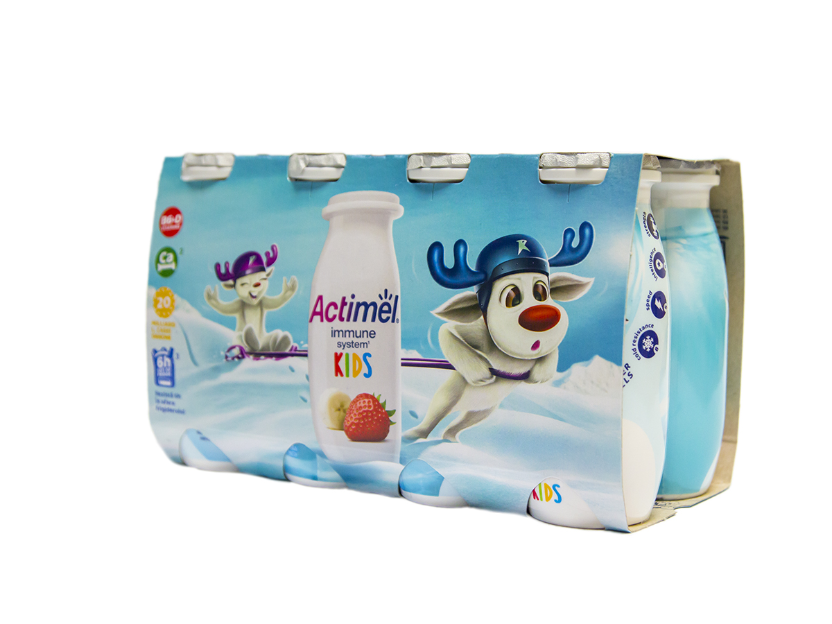DANONE Actimel Kids Jogurtové mlieko jahoda a banán chlad. 8 x 100 g