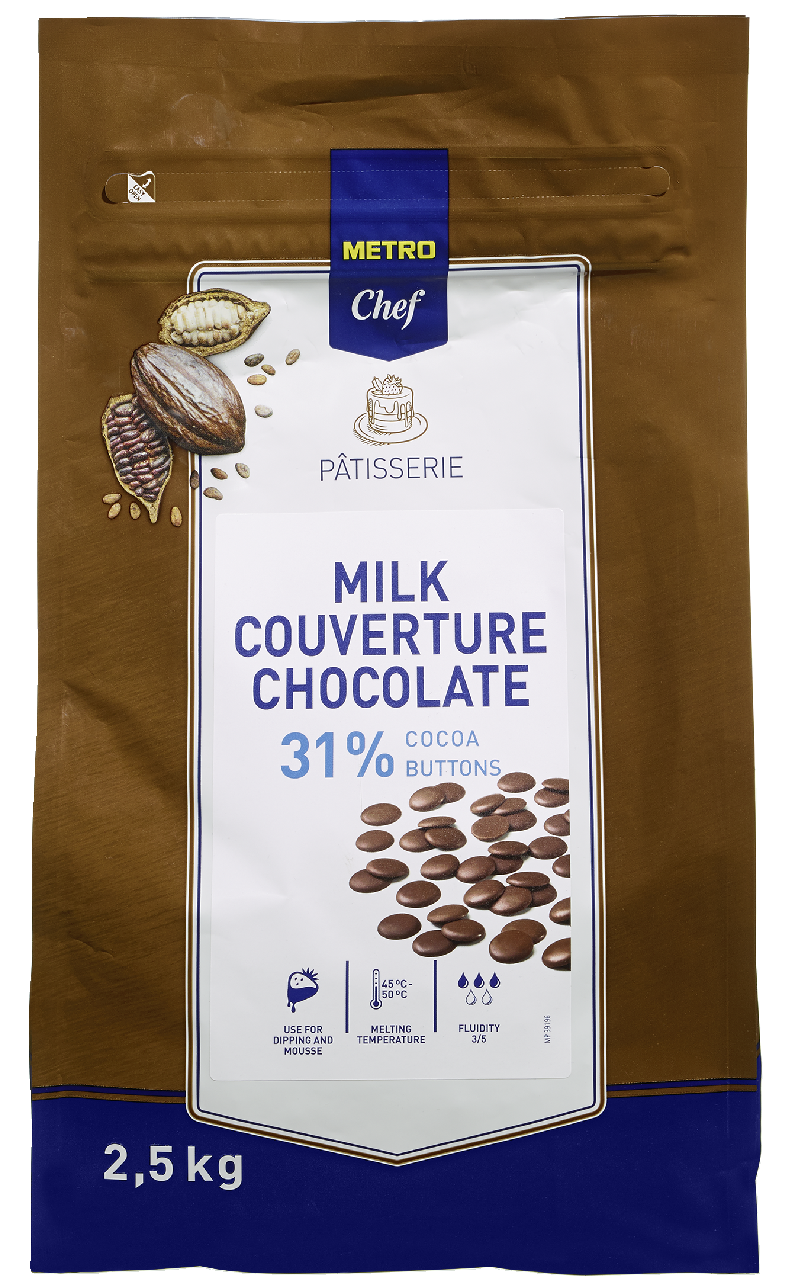 METRO Chef Mliečna čokoláda 31 % polevová 2,5 kg