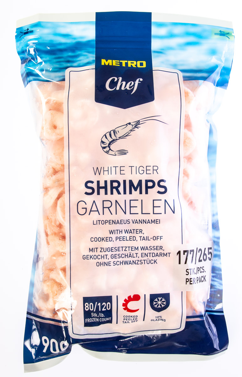METRO Chef Krevety white tiger varené lúpané 80/120 mraz 900 g