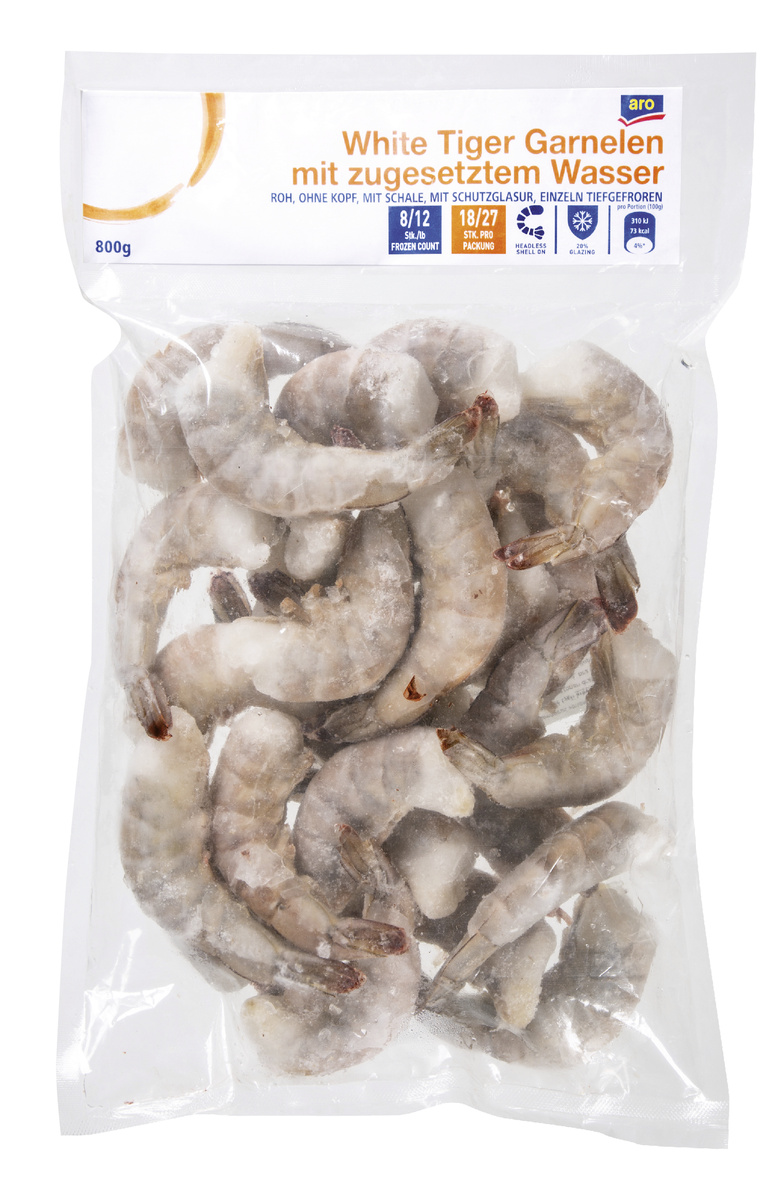 aro Krevety white tiger bez hlavy 8/12 mraz. 800 g