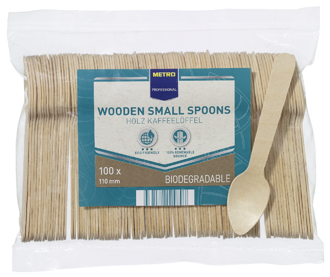 METRO PROFESSIONAL Lyžička drevená 100 ks