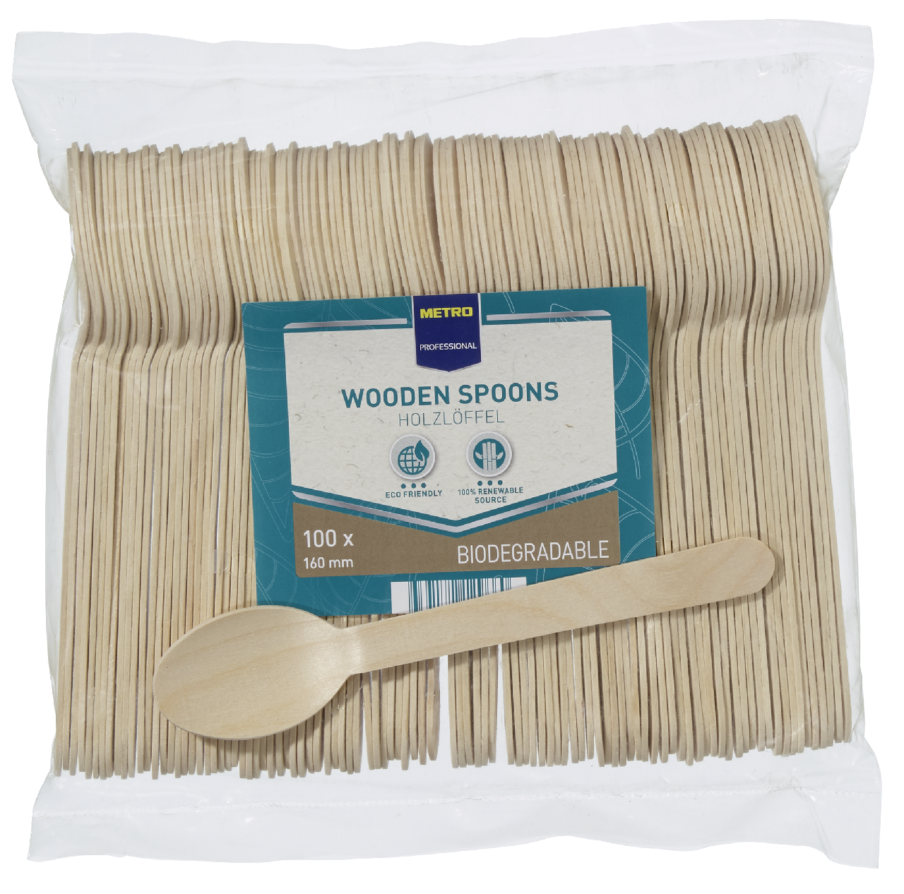 METRO PROFESSIONAL Lyžica drevená 16 cm 100 ks