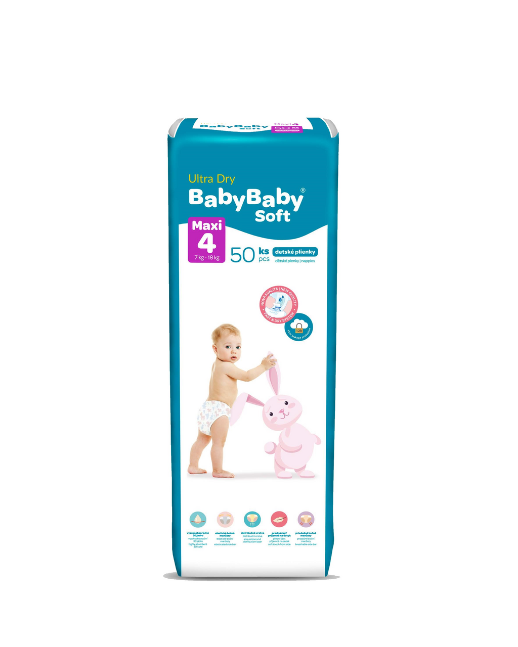 BabyBaby Soft Ultra-Dry Maxi detské plienky 50 ks