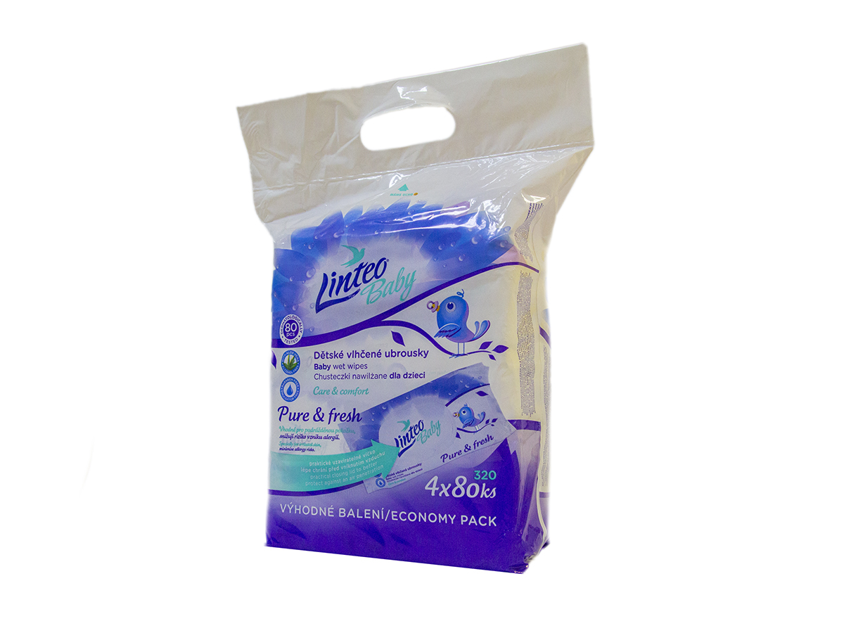 LINTEO Baby vlhčené utierky 4 x 80 ks