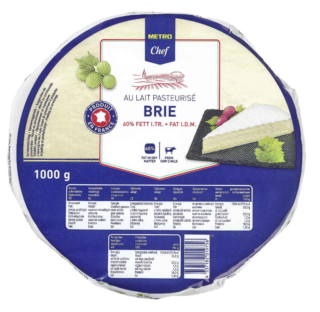 METRO Chef Brie syr s plesňou na povrchu chlad. 1 kg