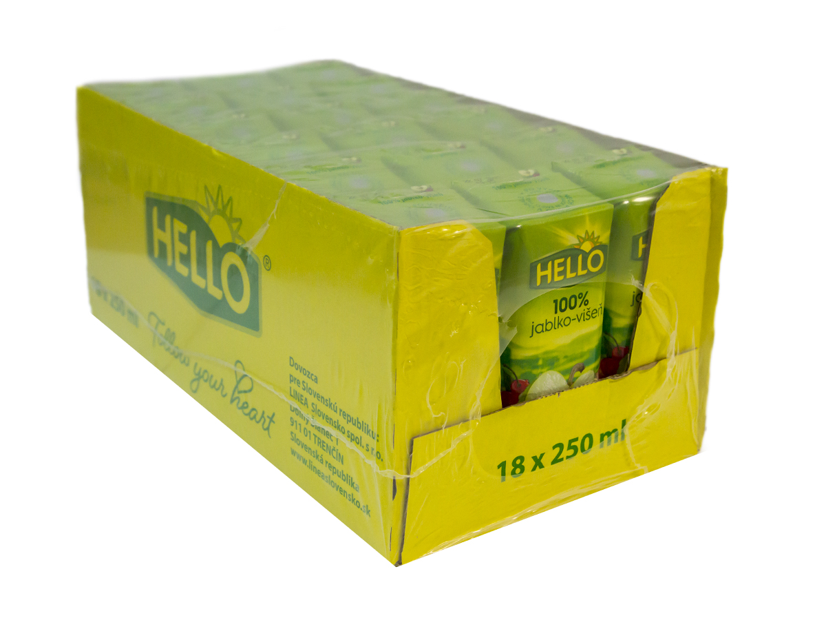 HELLO jablko a višňa 100 % džús 18 x 250 ml tetrapack