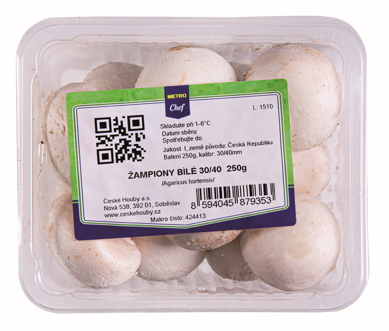 METRO Chef Šampiňóny biele 25/50 I. CZ chlad. 250 g