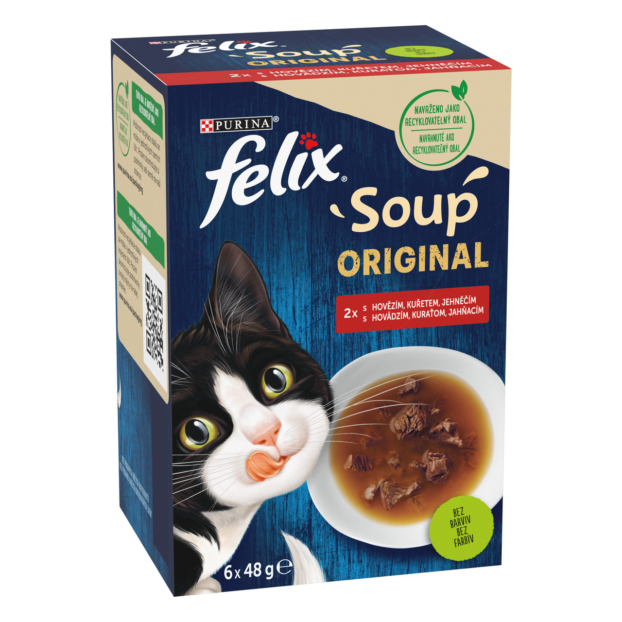 felix Soup hovädzie a kuracie mäso krmivo pre mačky 6 x 48 g