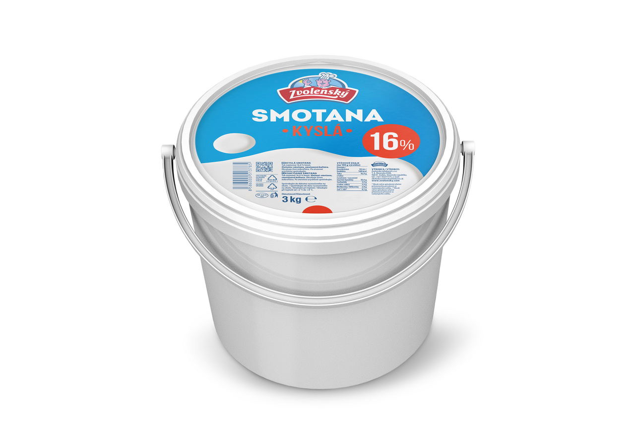 Zvolenský Smotana kyslá 16 % chlad. 3 kg