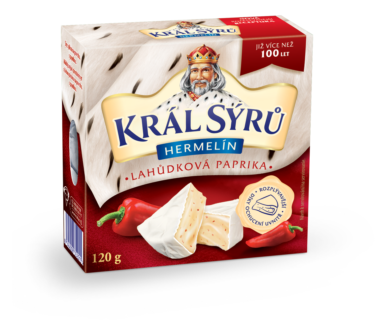Král sýru Hermelín lahôdková paprika chlad. 120 g