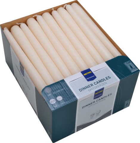 METRO PROFESSIONAL Sviečky 2,2 x 24 cm slonová kosť 60 ks