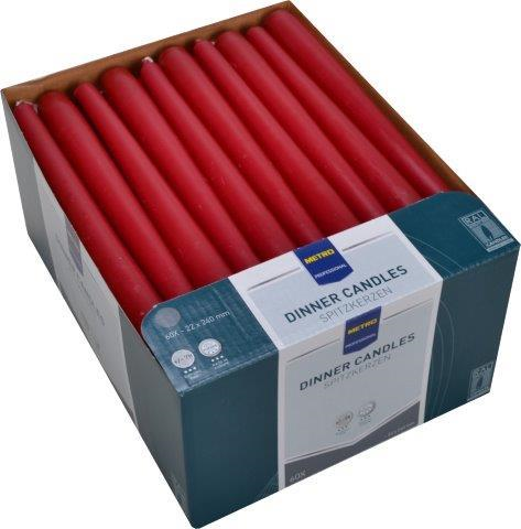 METRO PROFESSIONAL Sviečky 2,2 x 24 cm bordové 60 ks