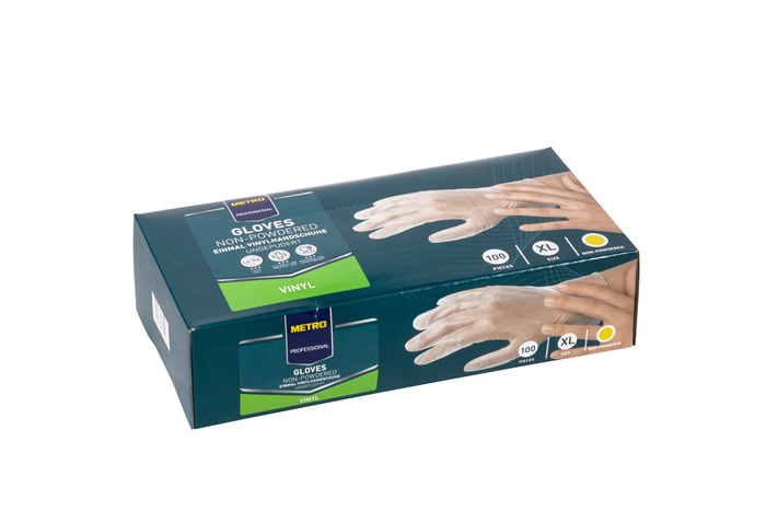 METRO PROFESSIONAL Rukavice vinylové nepúdrované transparentné veľ. XL 100 ks
