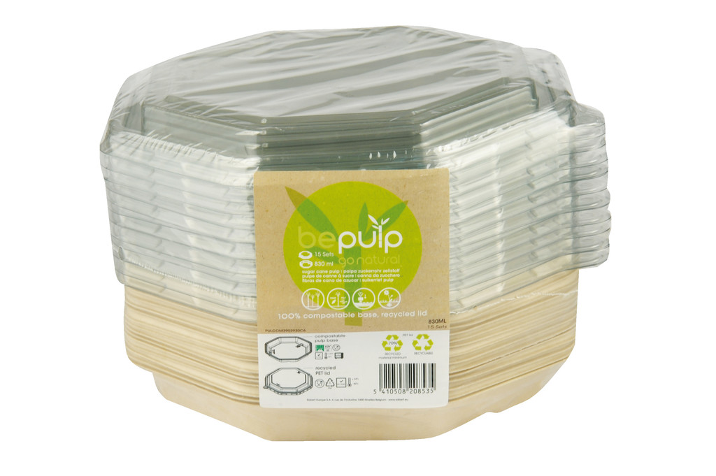 BEPULP Podnos 830 ml + viečko rPET 30 ks