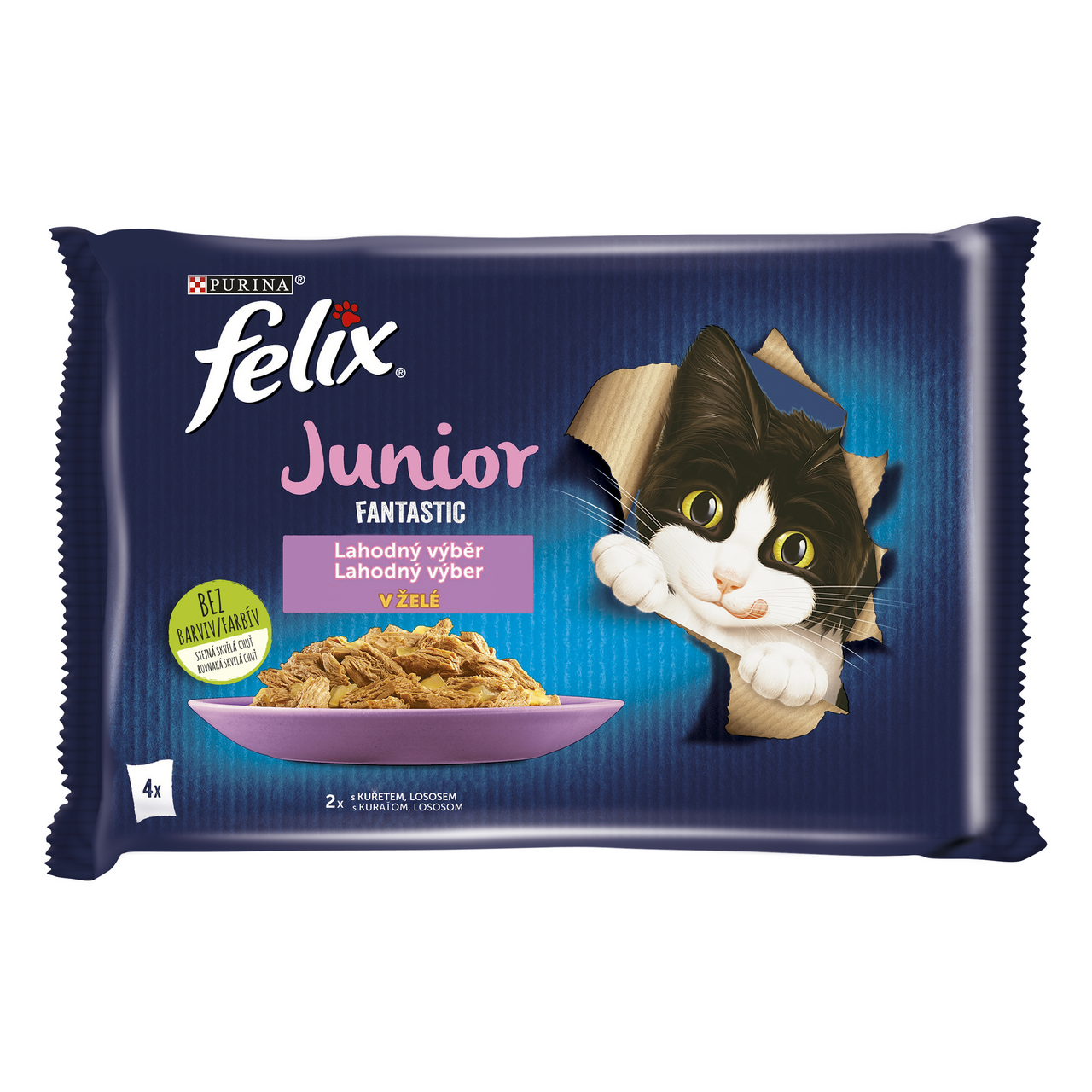 felix Fantastic kuracie a losos krmivo pre mačky 4 x 85 g