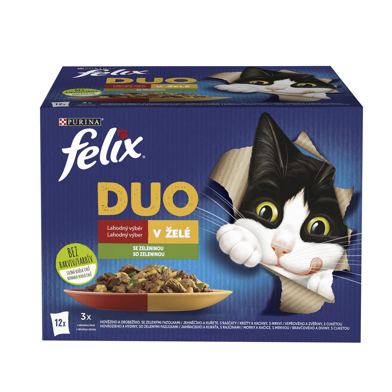 felix Fantastic duo mäso a zelenina krmivo pre mačky 12 x 85 g
