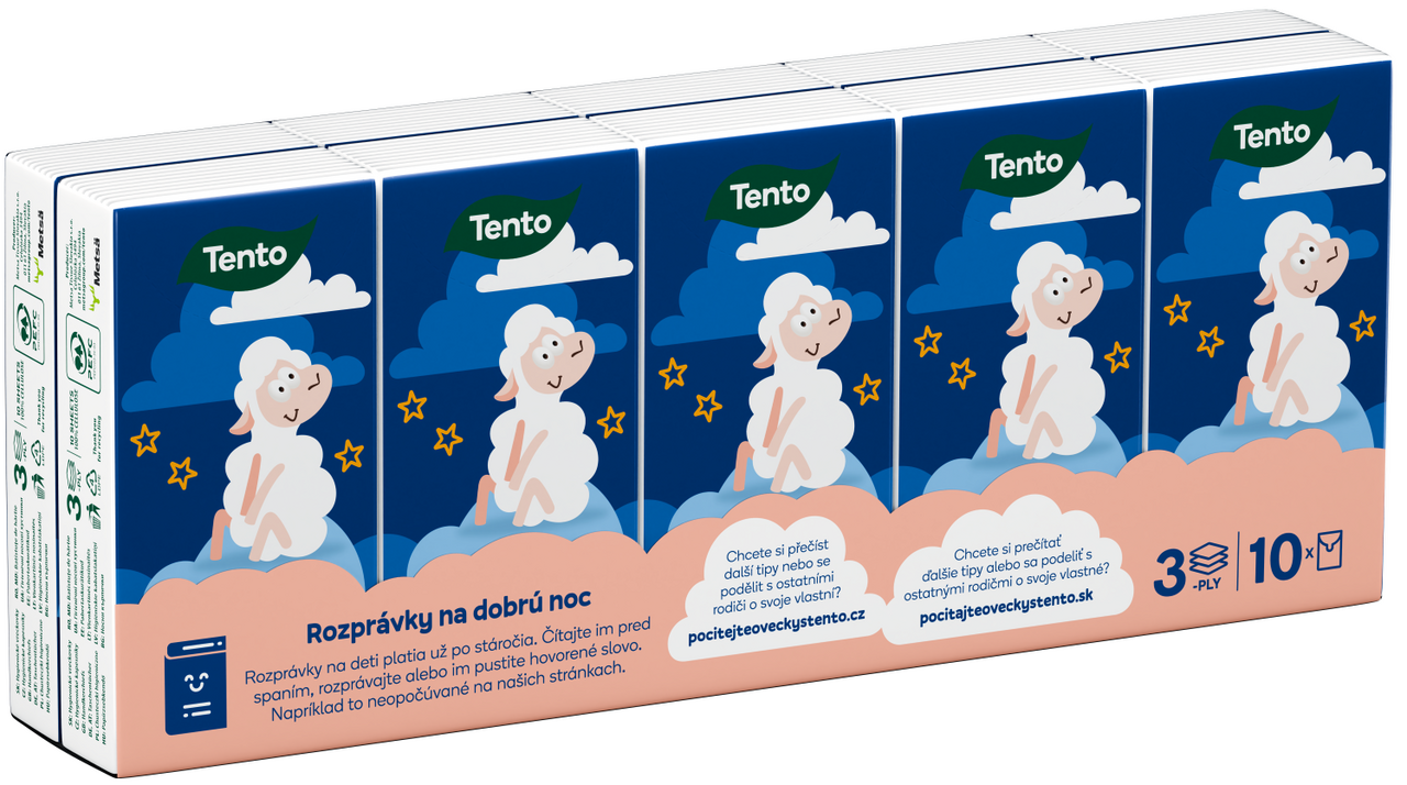 TENTO Kids papierové vreckovky 3-vrstvové 10 x 10 ks