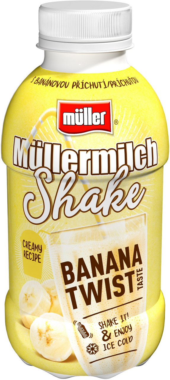 müller Müllermilch Shake Mliečny nápoj mix II. (vanilka, banán, limited) chlad. 400 g