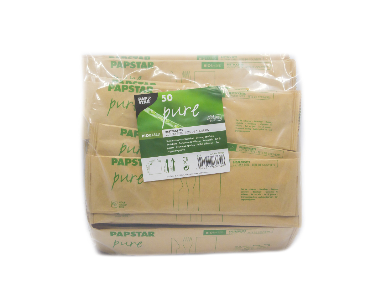 PAPSTAR Príbor drevený set 50 ks