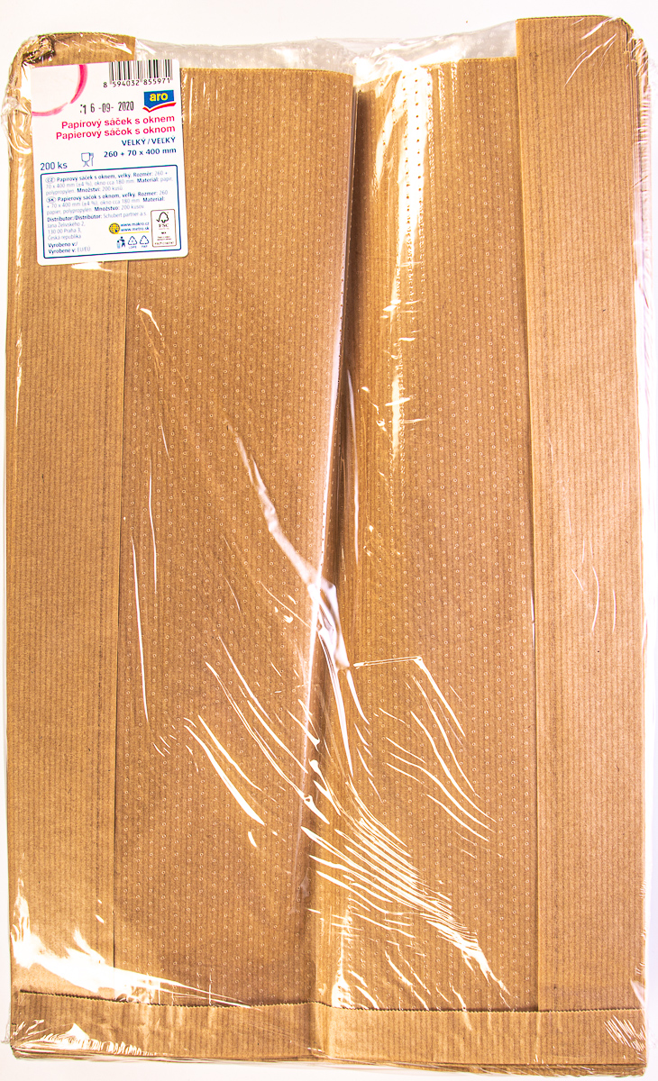 aro Vrecká desiatové papierové + PP okno 70 x 400 mm 200 ks