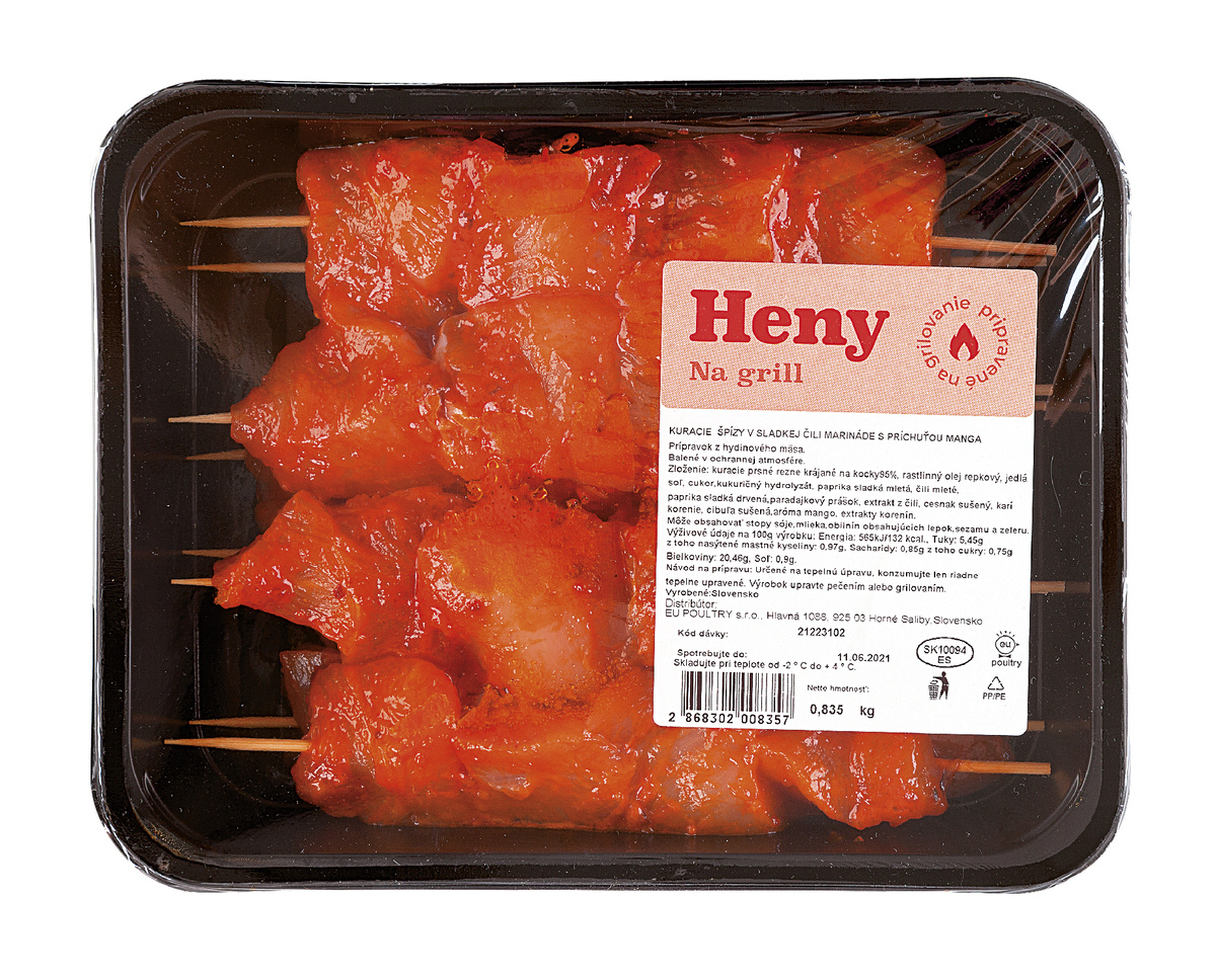Kurací špíz z prsného svalu sweet chilli chlad. váž. cca 800 g